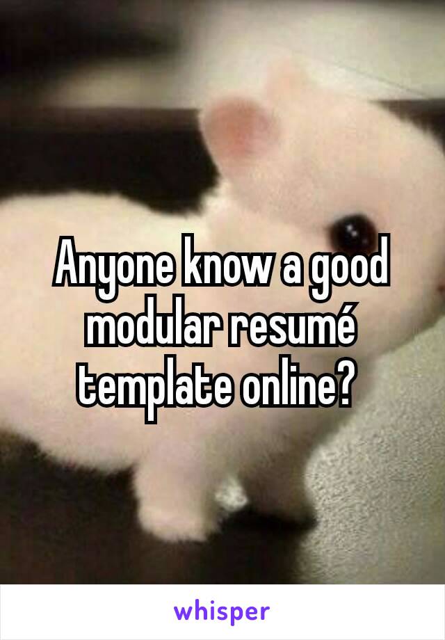 Anyone know a good modular resumé template online? 