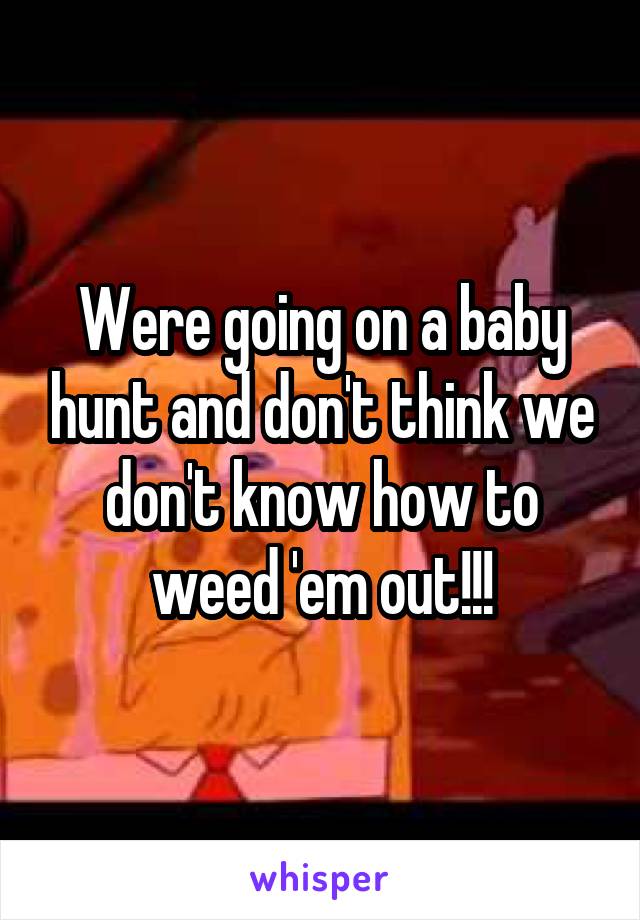 Were going on a baby hunt and don't think we don't know how to weed 'em out!!!