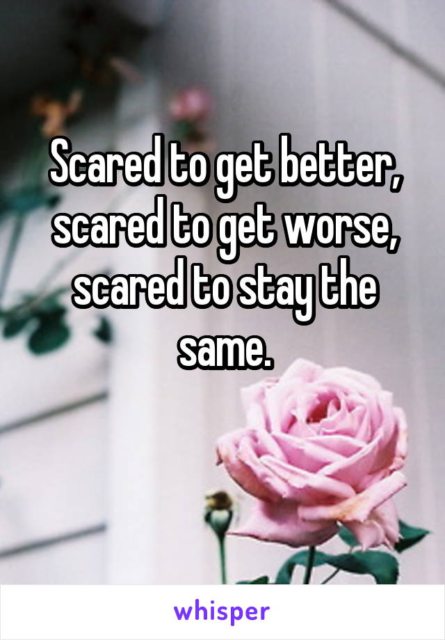 Scared to get better, scared to get worse, scared to stay the same.

 