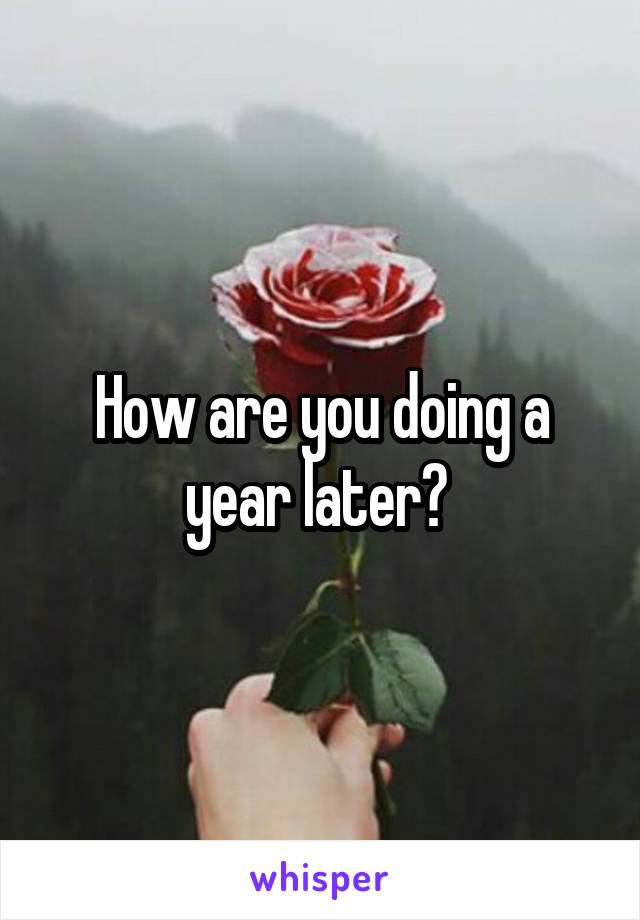 How are you doing a year later? 