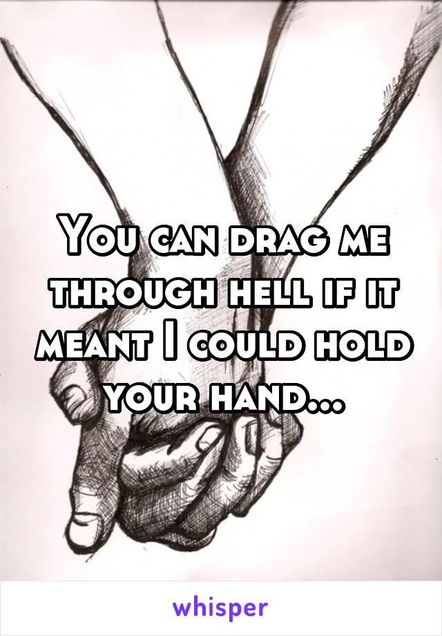 You can drag me through hell if it meant I could hold your hand...