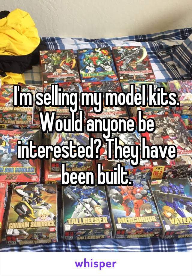 I'm selling my model kits. Would anyone be interested? They have been built.