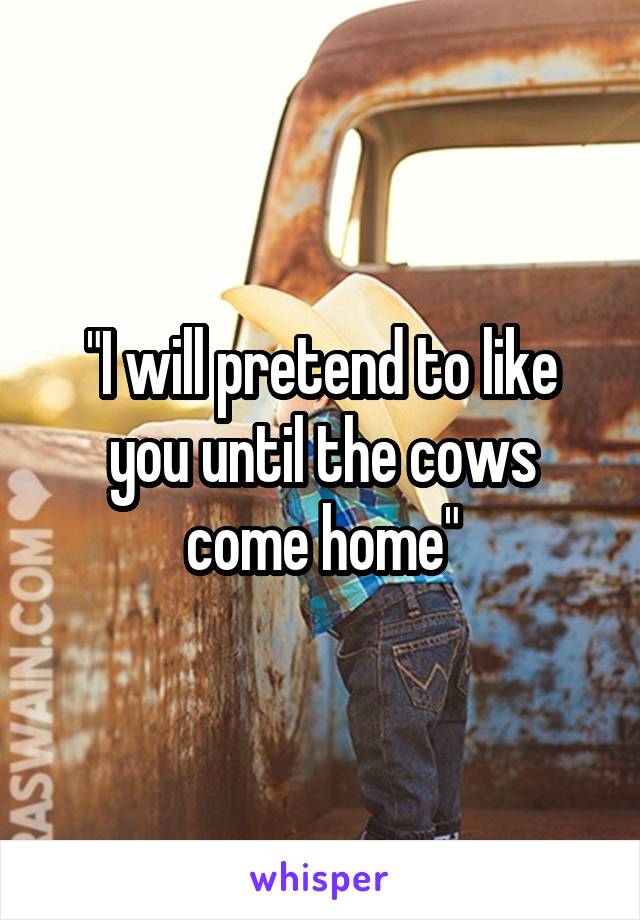 "I will pretend to like you until the cows come home"