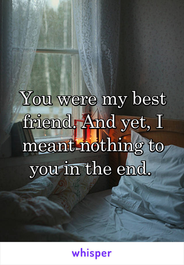 You were my best friend. And yet, I meant nothing to you in the end. 