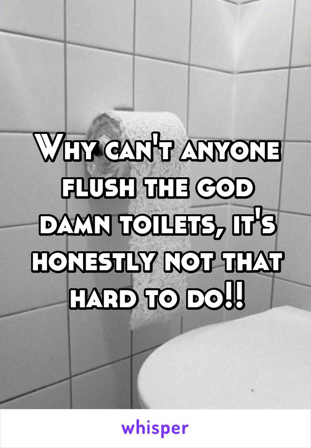 Why can't anyone flush the god damn toilets, it's honestly not that hard to do!!