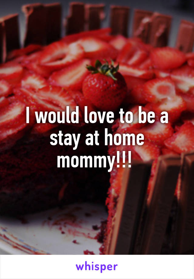 I would love to be a stay at home mommy!!! 