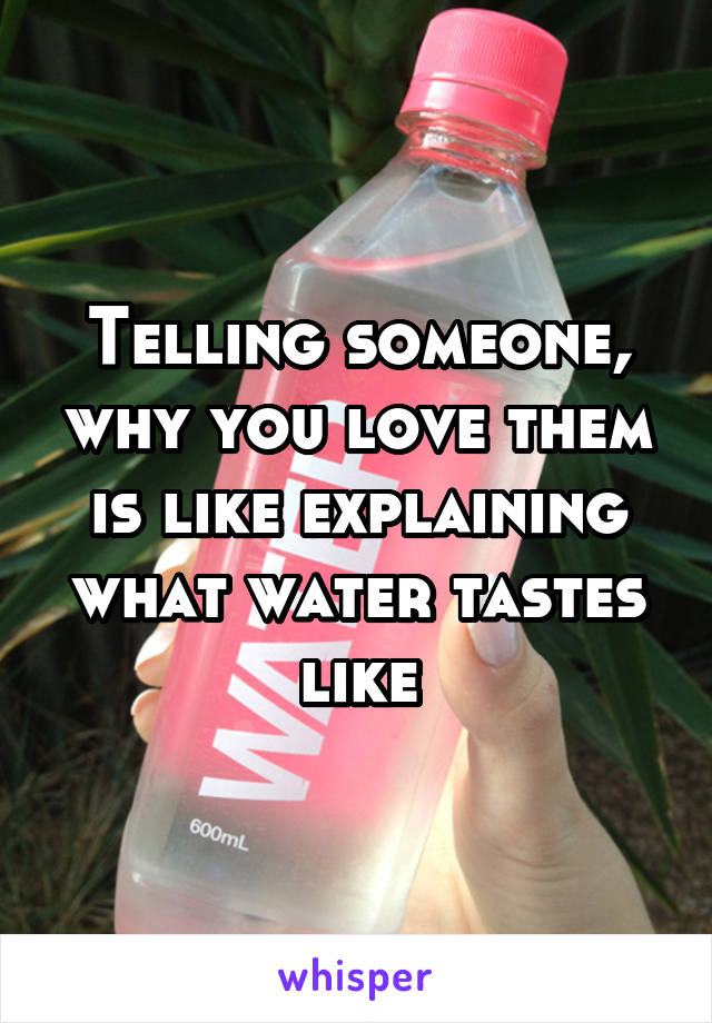 Telling someone, why you love them is like explaining what water tastes like