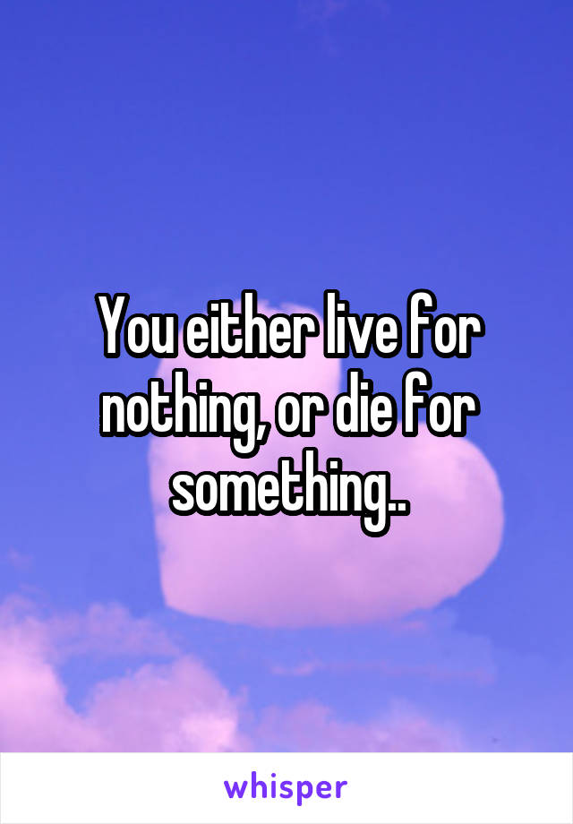 You either live for nothing, or die for something..