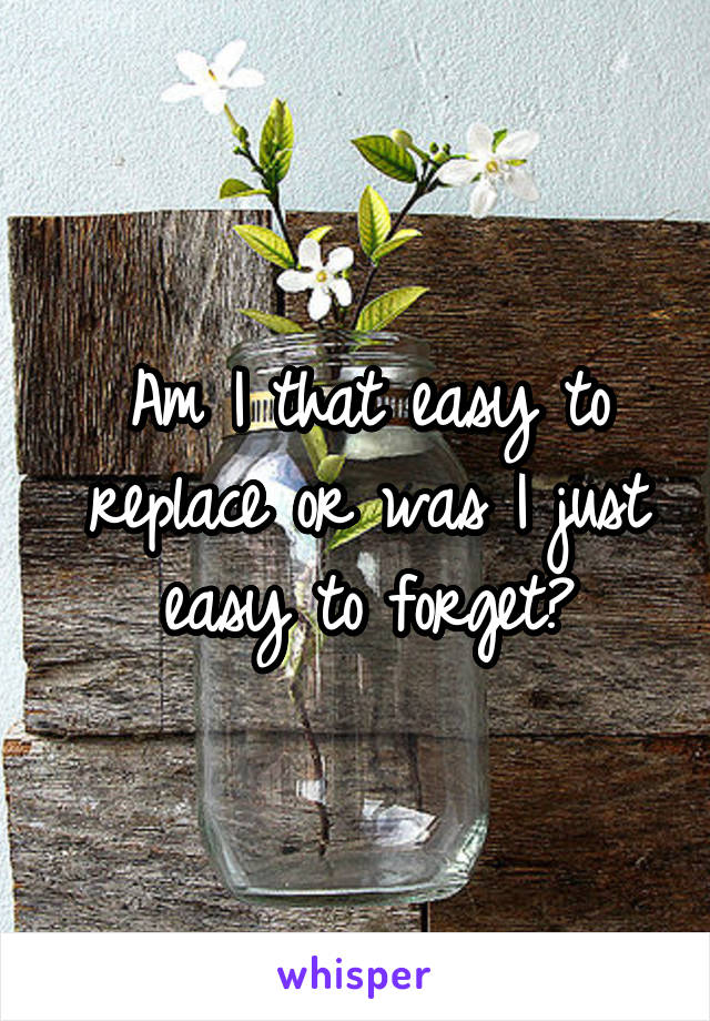 Am I that easy to replace or was I just easy to forget?