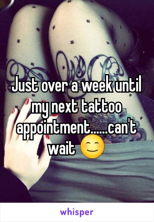 Just over a week until my next tattoo appointment......can't wait 😊