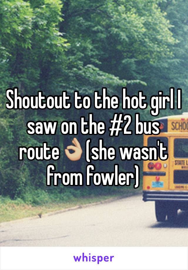 Shoutout to the hot girl I saw on the #2 bus route👌🏼(she wasn't from fowler) 