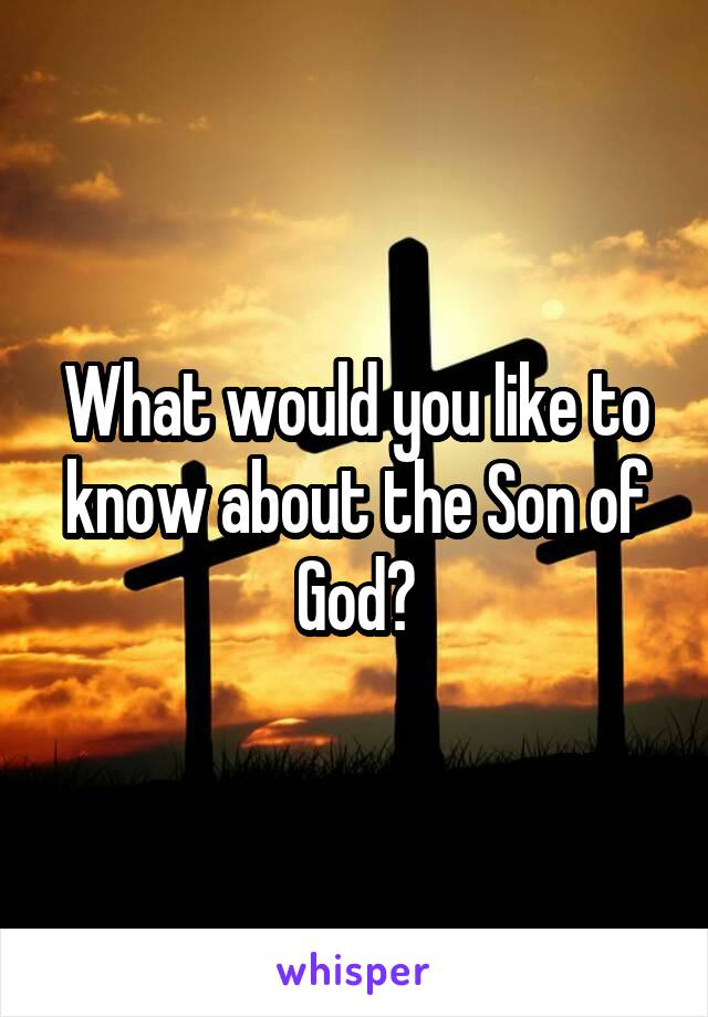 What would you like to know about the Son of God?