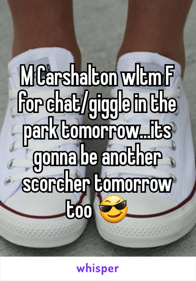 M Carshalton wltm F for chat/giggle in the park tomorrow...its gonna be another scorcher tomorrow too 😎