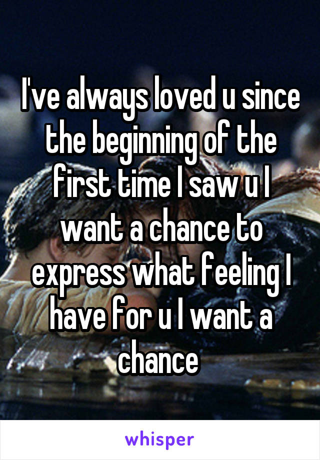 I've always loved u since the beginning of the first time I saw u I want a chance to express what feeling I have for u I want a chance 