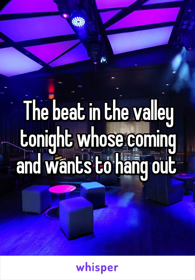 The beat in the valley tonight whose coming and wants to hang out 