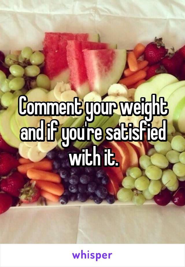 Comment your weight and if you're satisfied with it.