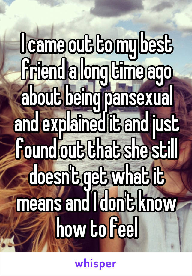 I came out to my best friend a long time ago about being pansexual and explained it and just found out that she still doesn't get what it means and I don't know how to feel