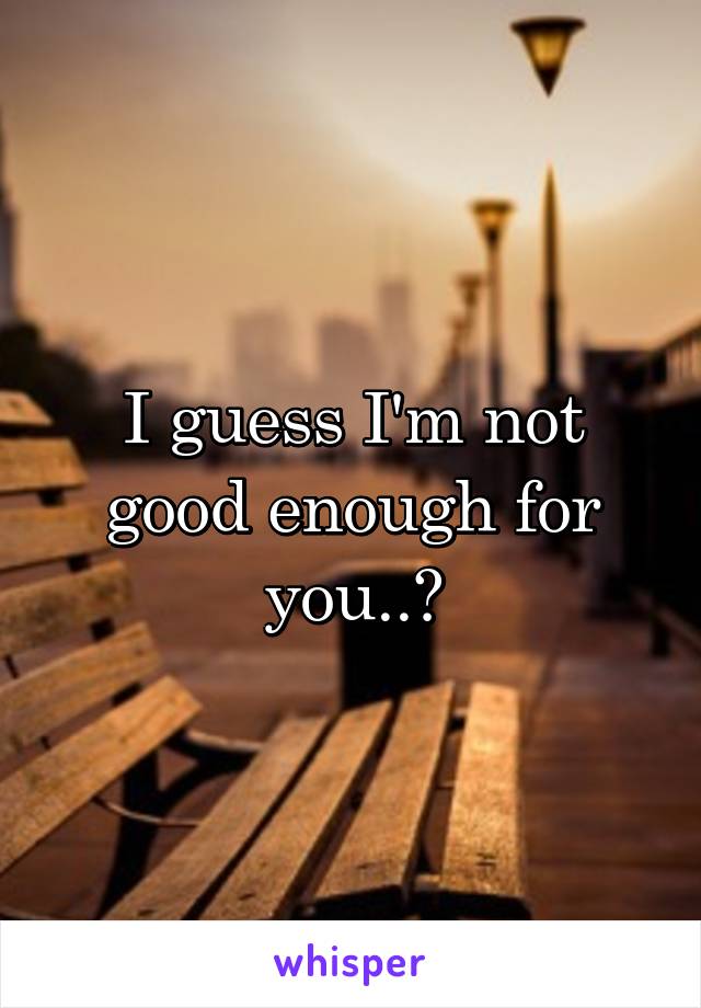 I guess I'm not good enough for you..?