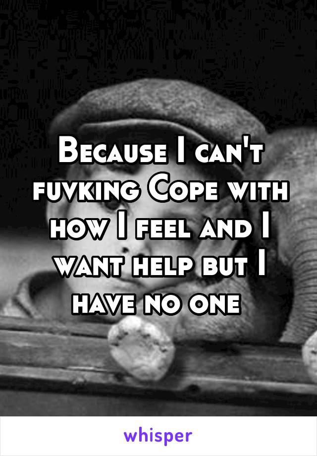 Because I can't fuvking Cope with how I feel and I want help but I have no one 