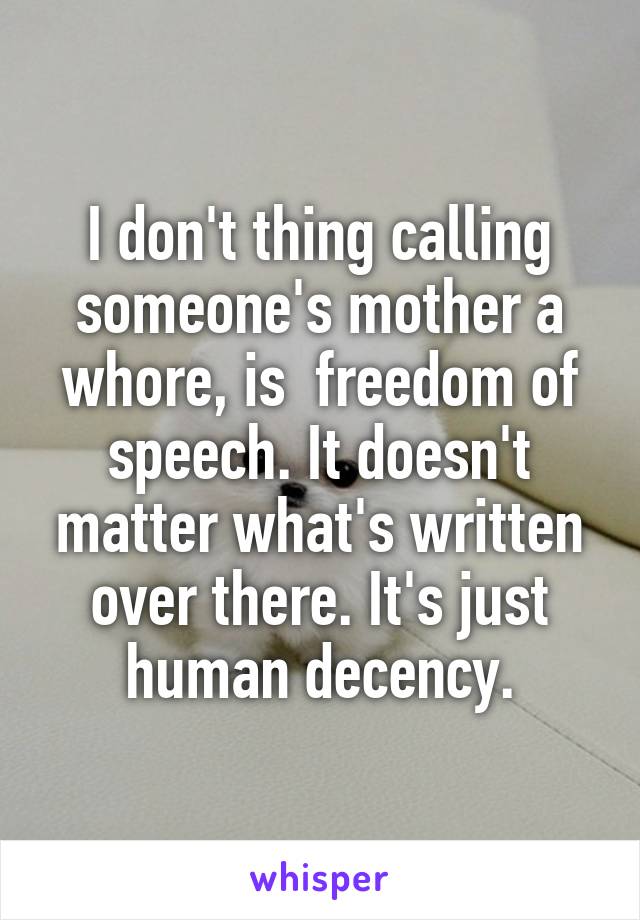 I don't thing calling someone's mother a whore, is  freedom of speech. It doesn't matter what's written over there. It's just human decency.