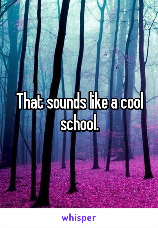 That sounds like a cool school.