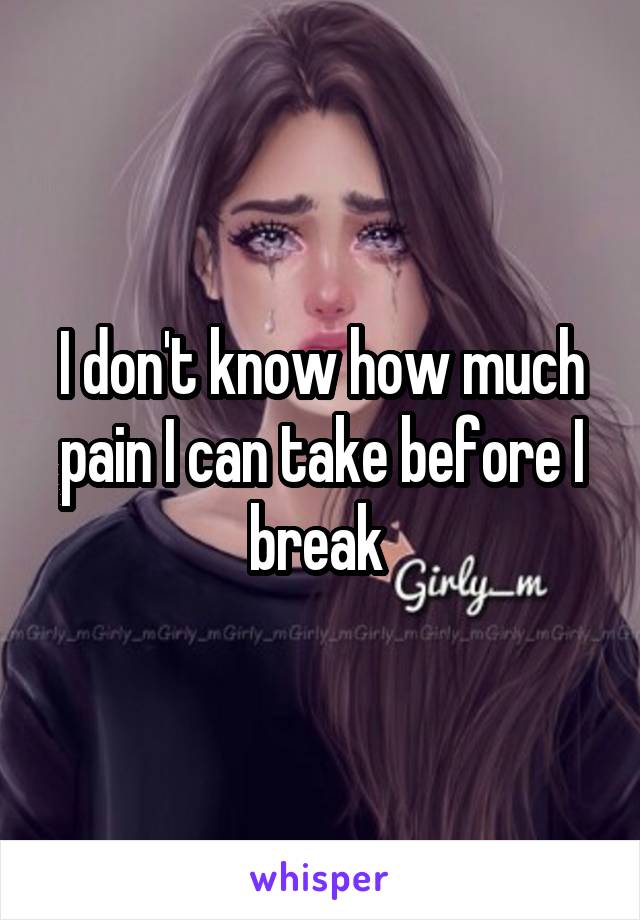 I don't know how much pain I can take before I break 