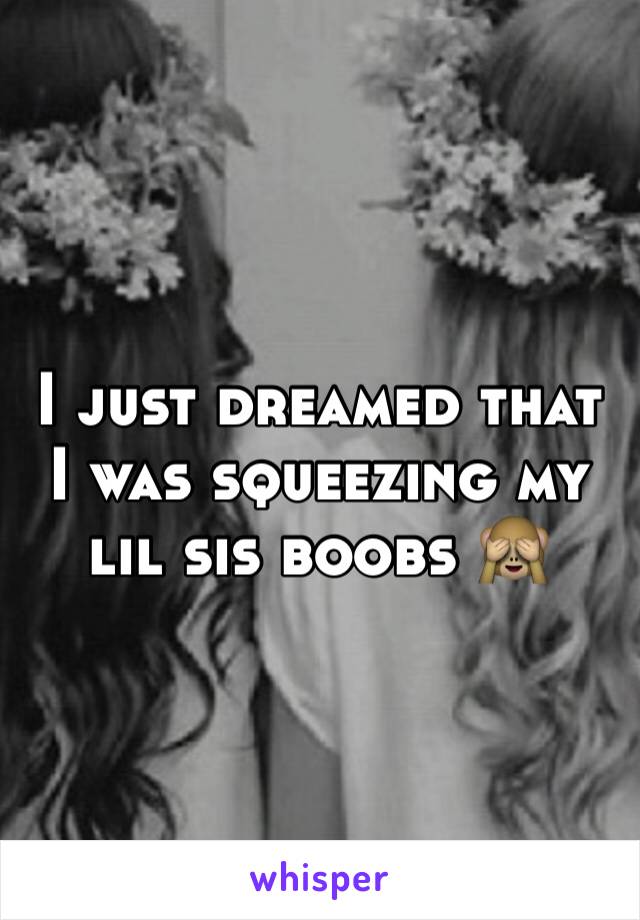 I just dreamed that I was squeezing my lil sis boobs 🙈