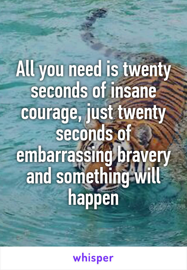 All you need is twenty seconds of insane courage, just twenty seconds of embarrassing bravery and something will happen