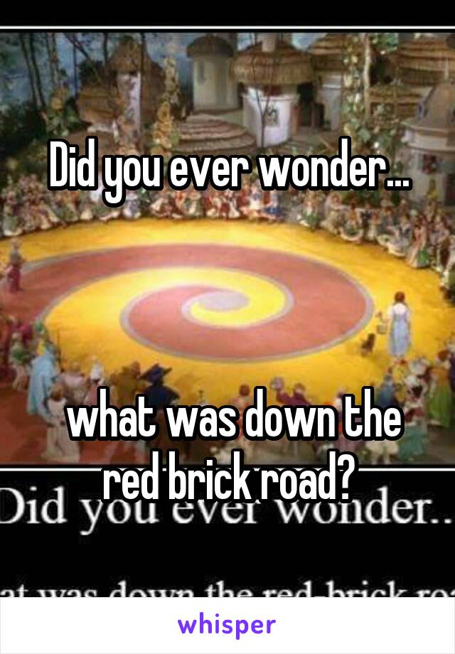 Did you ever wonder...



 what was down the red brick road?