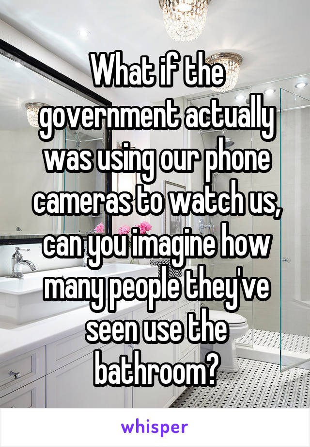 What if the government actually was using our phone cameras to watch us, can you imagine how many people they've seen use the bathroom?