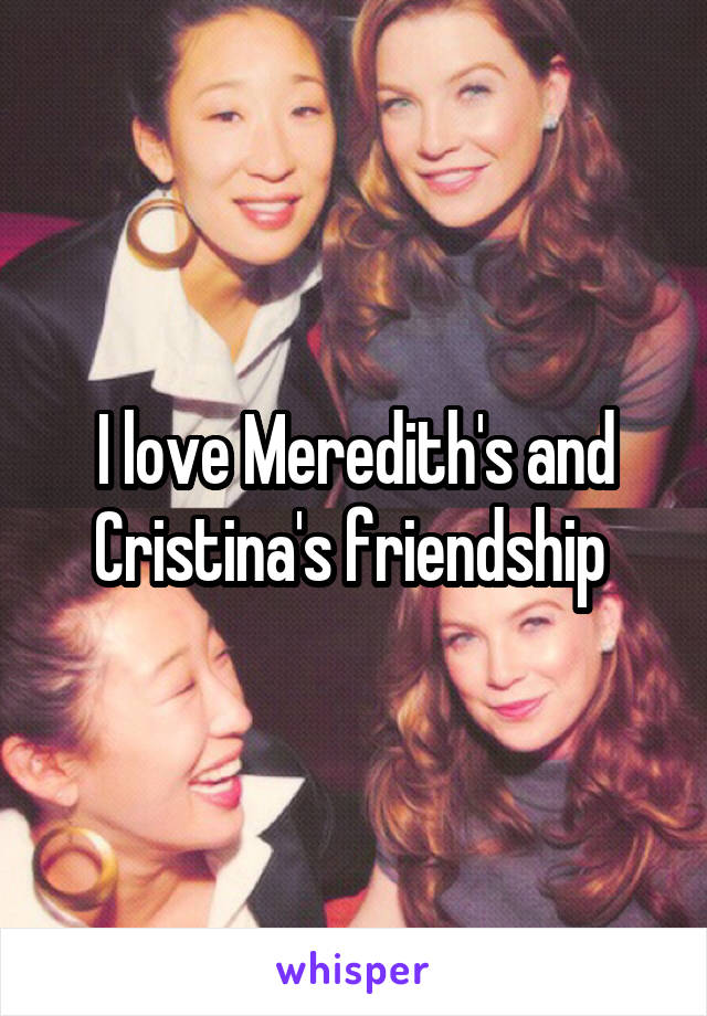 I love Meredith's and Cristina's friendship 