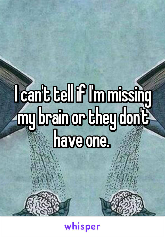 I can't tell if I'm missing my brain or they don't have one. 