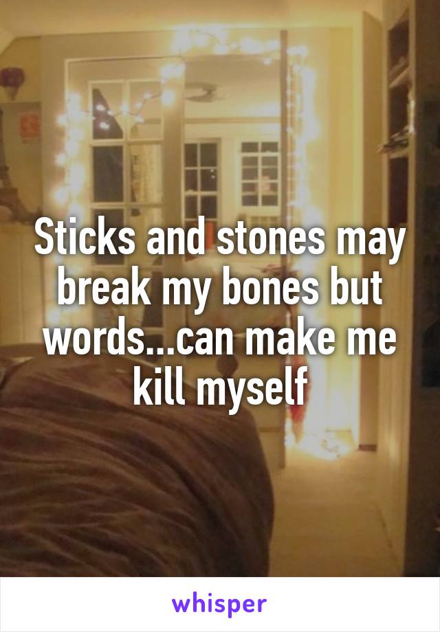 Sticks and stones may break my bones but words...can make me kill myself