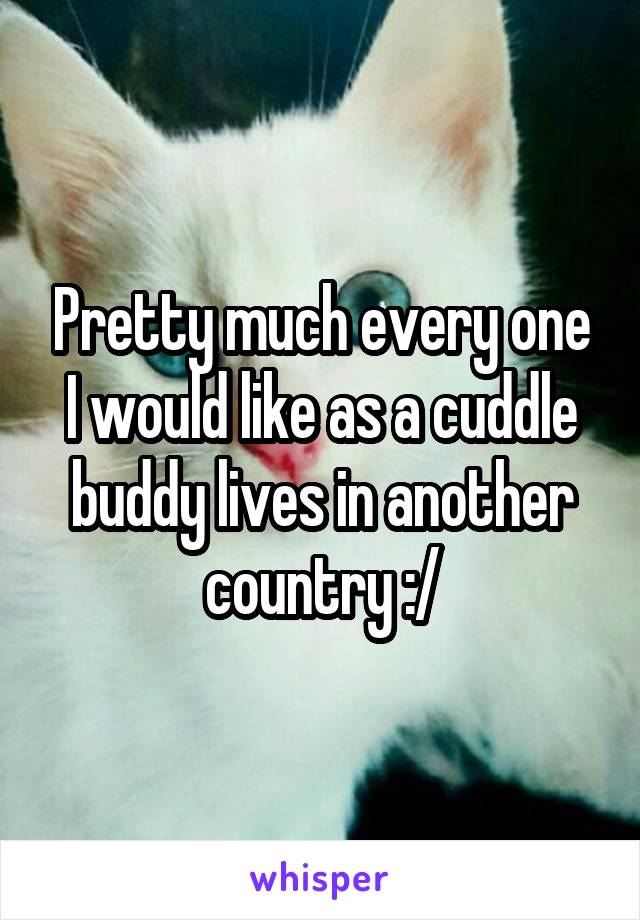 Pretty much every one I would like as a cuddle buddy lives in another country :/