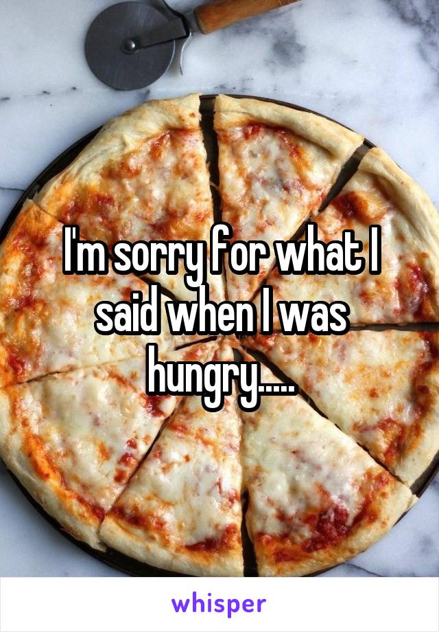 I'm sorry for what I said when I was hungry.....