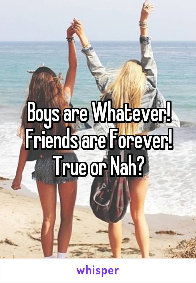 Boys are Whatever! Friends are Forever! True or Nah?