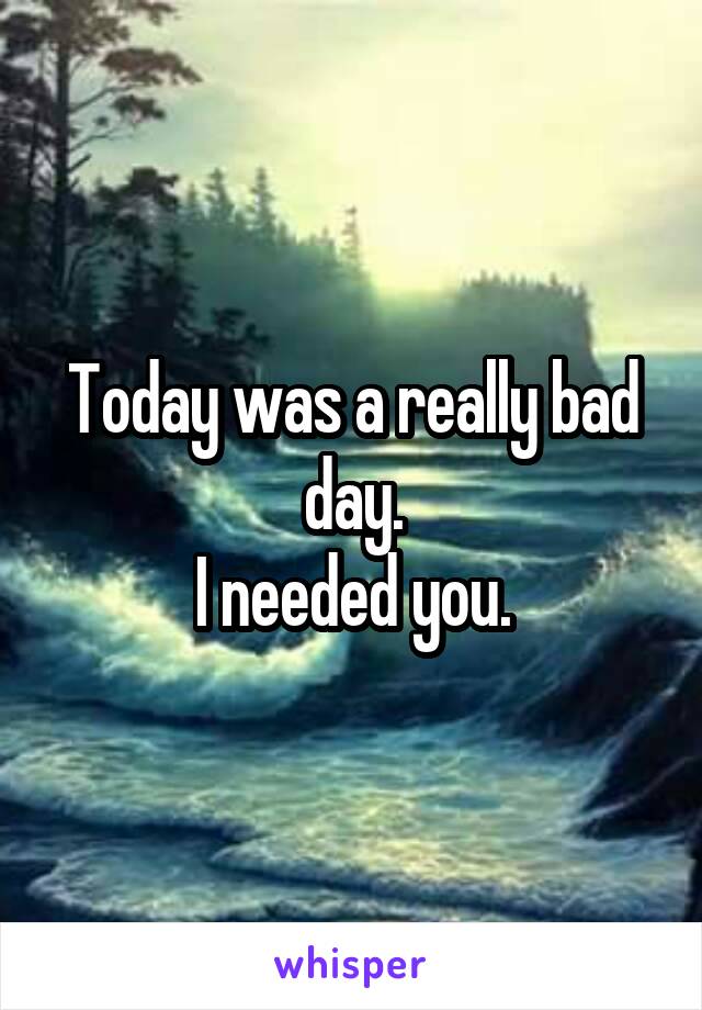 Today was a really bad day.
I needed you.