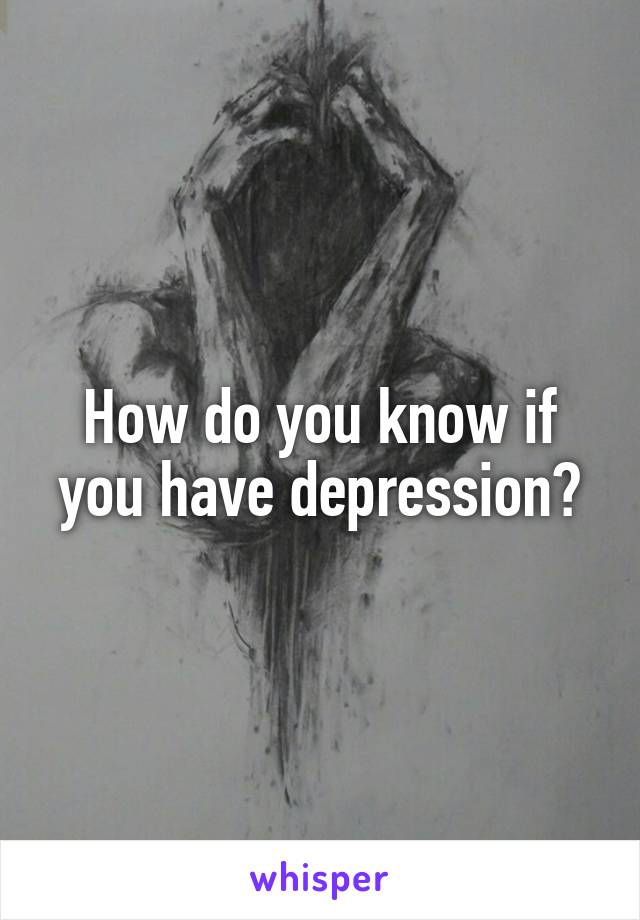 How do you know if you have depression?
