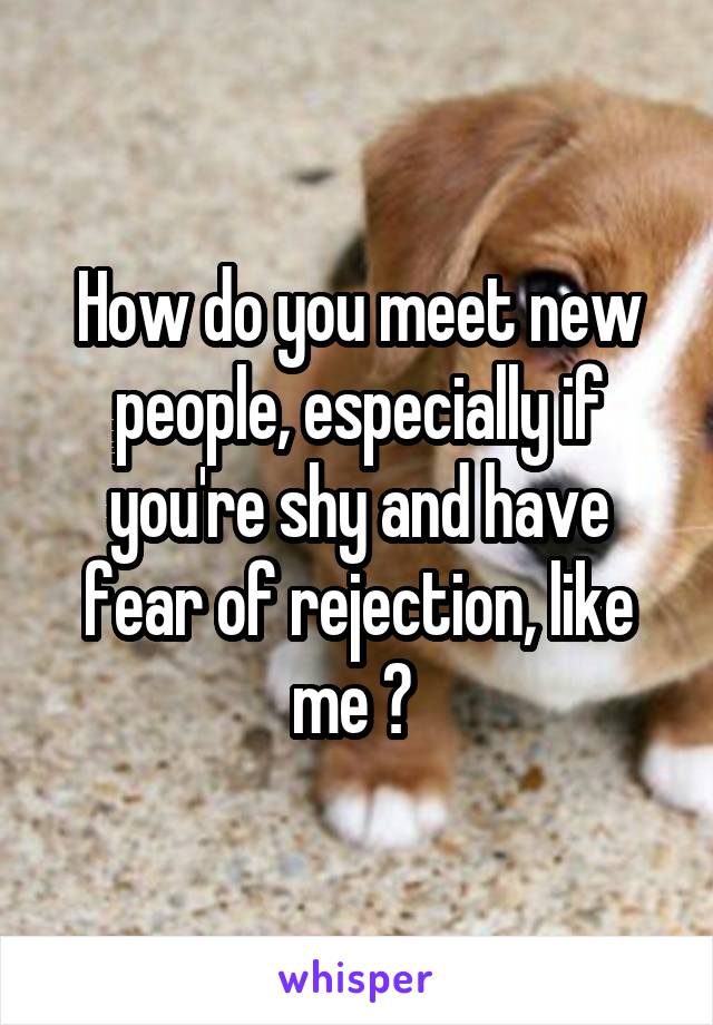 How do you meet new people, especially if you're shy and have fear of rejection, like me ? 