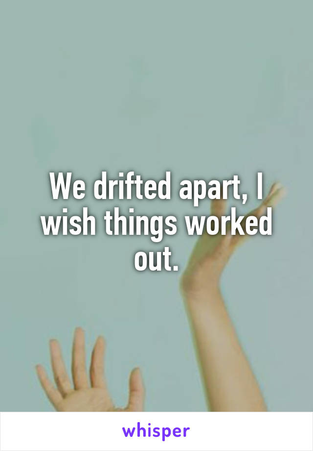 We drifted apart, I wish things worked out.