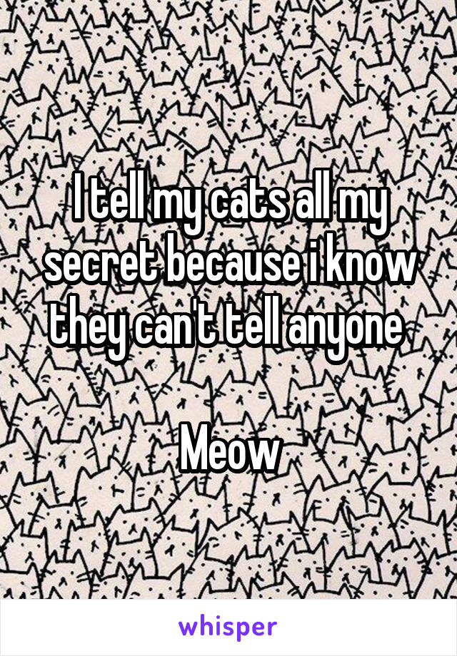 I tell my cats all my secret because i know they can't tell anyone 

Meow