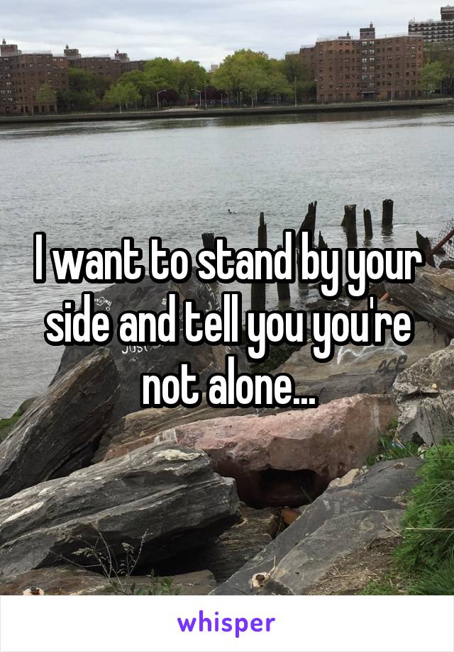 I want to stand by your side and tell you you're not alone...