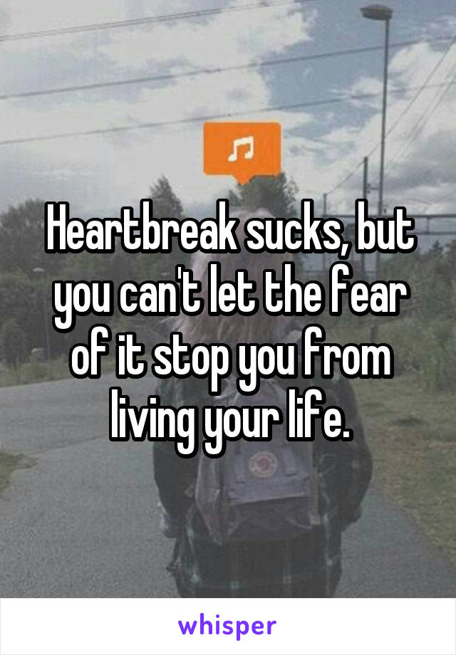 Heartbreak sucks, but you can't let the fear of it stop you from living your life.