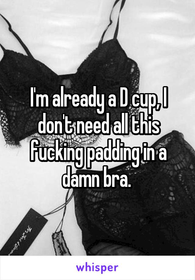I'm already a D cup, I don't need all this fucking padding in a damn bra. 