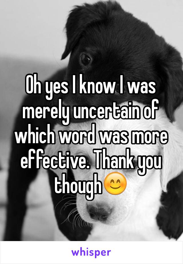 Oh yes I know I was merely uncertain of which word was more effective. Thank you though😊