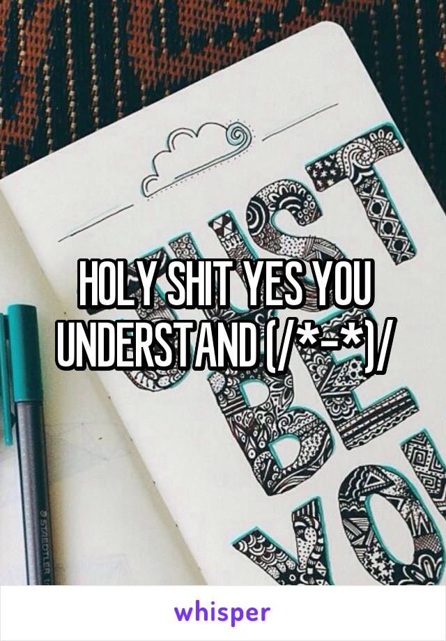 HOLY SHIT YES YOU UNDERSTAND (/*-*)/