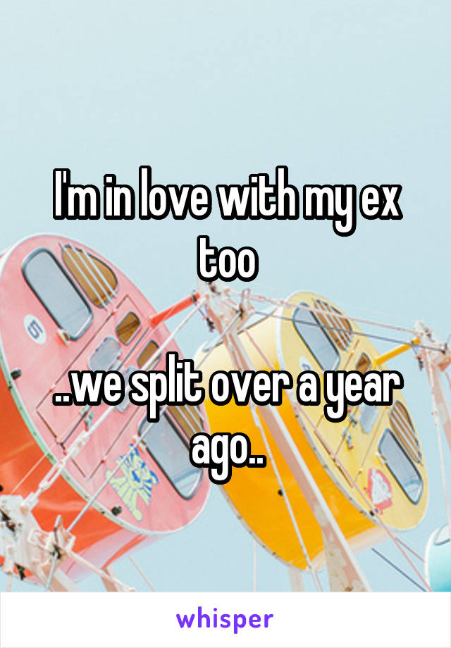 I'm in love with my ex too

..we split over a year ago..