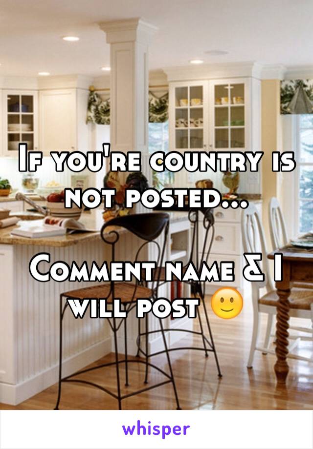 If you're country is not posted...

Comment name & I will post 🙂
