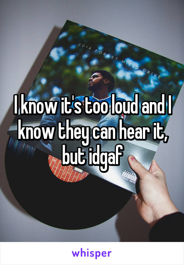 I know it's too loud and I know they can hear it, but idgaf