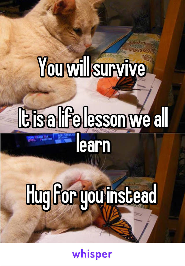 You will survive 

It is a life lesson we all learn

Hug for you instead 